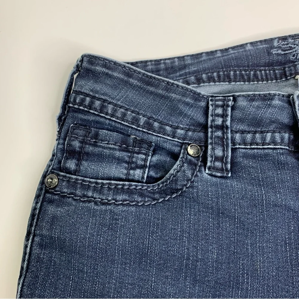 Silver SUKI Skinny Jeans with Embroidered Navy Blue S on Back Pockets W 29”X31”